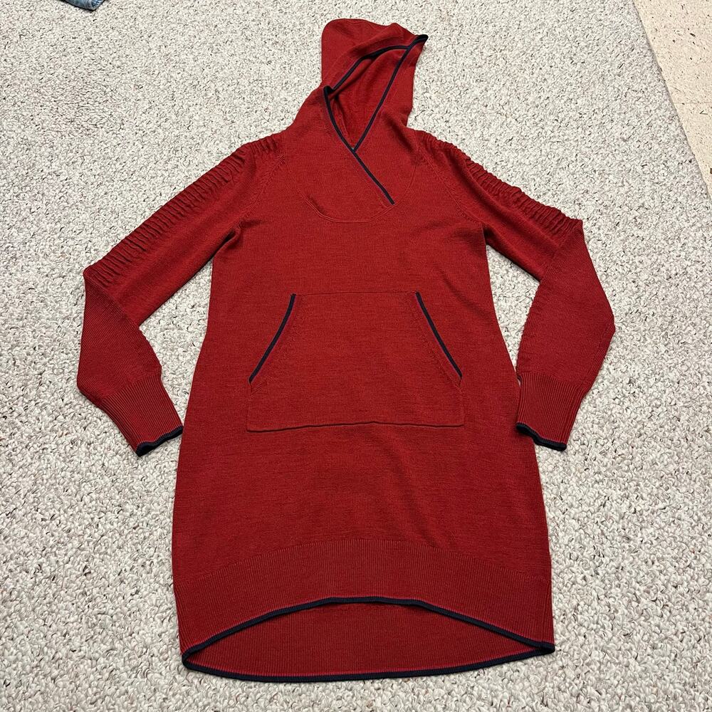 Title Nine Hooded Merino Wool Sweater Dress Sz S Red Granola Gorpcore Outdoor